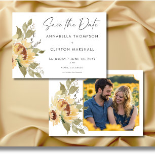 Weiche rustikale große Boho Sonnenblumen Hochzeits Save The Date