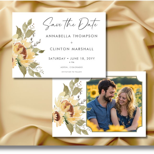 Weiche rustikale große Boho Sonnenblumen Hochzeits Save The Date (Soft Rustic Large Boho Sunflowers Wedding Save the Date Card)