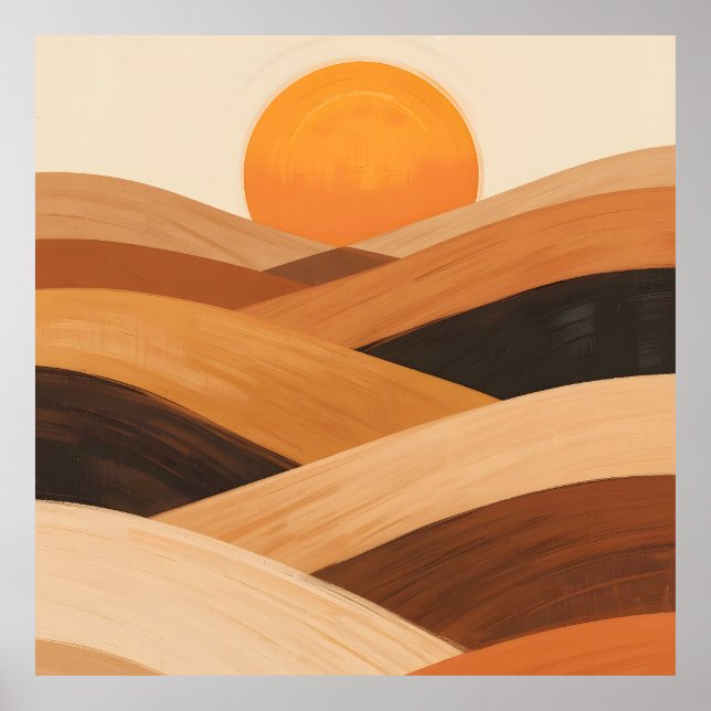 Weiche Sandwellen bei Sonnenuntergang Poster (Vorne)