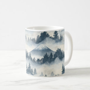 Weiche schneebedeckte Berggipfel - Blau Weiß Kaffeetasse