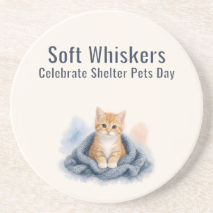 Weiche Schnurrhaare feiern Shelter Pets Day Getränkeuntersetzer