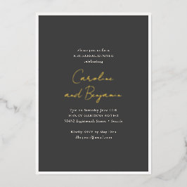 Weiche schwarze Gold-Schrift-Namen Probe-Dinner Folieneinladung