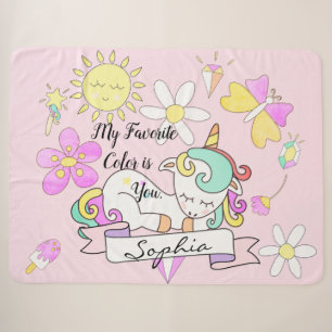 Weiche Sherpa-Schlaf-Einhorn-Kranz-Name-Decke Sherpadecke