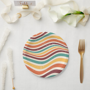 Weiche Streifen, Grunge. Retro Groovy Pappteller