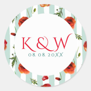 Weiche Streifen mit rotem Pflaumenmuster Runder Aufkleber