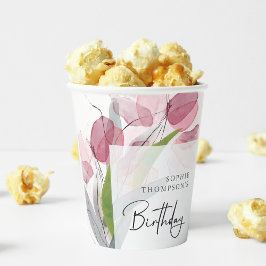 Weiche Tulpen, eleganter Geburtstag Pappbecher