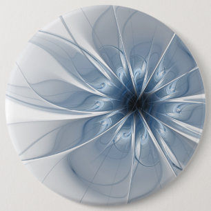 Weiche und zarte blaue Fraktal Fantasie Blume cu Button