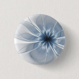 Weiche und zarte blaue Fraktal Fantasie Blume cu Button