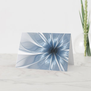 Weiche und zarte blaue Fraktal Fantasie Blume cu Dankeskarte