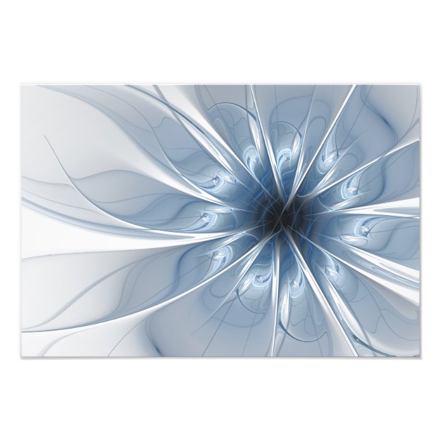 Weiche und zarte blaue Fraktal Fantasie Blume cu Fotodruck (Vorne)