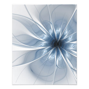 Weiche und zarte blaue Fraktal Fantasie Blume cu Fotodruck