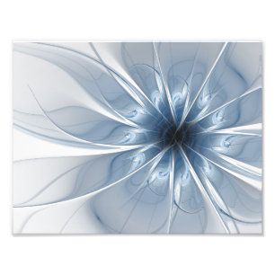 Weiche und zarte blaue Fraktal Fantasie Blume cu Fotodruck
