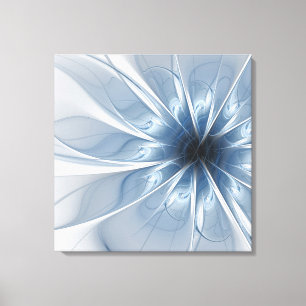 Weiche und zarte blaue Fraktal Fantasie Blume cu Leinwanddruck