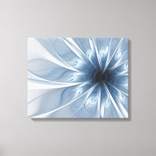 Weiche und zarte blaue Fraktal Fantasie Blume cu Leinwanddruck