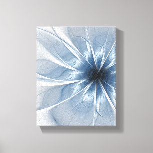 Weiche und zarte blaue Fraktal Fantasie Blume cu Leinwanddruck