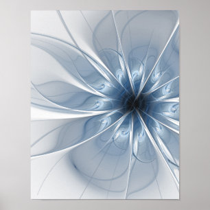 Weiche und zarte blaue Fraktal Fantasie Blume cu Poster
