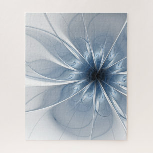 Weiche und zarte blaue Fraktal Fantasie Blume cu Puzzle