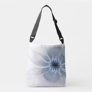 Weiche und zarte blaue Fraktal Fantasie Blume Tragetaschen Mit Langen Trägern