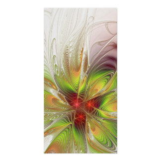 Weiche und zarte fraktale Fantasy-Blumen Poster