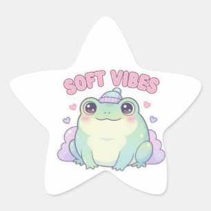 Weiche Vibes Frosch Aufkleber Süßer lächelnder Fro