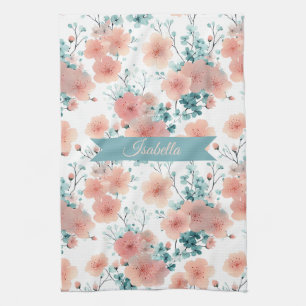Weiche Vintage-Frühlings-Pink-Blumenmuster Persona Geschirrtuch