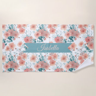 Weiche Vintage-Frühlings-Pink-Blumenmuster Persona Strandtuch