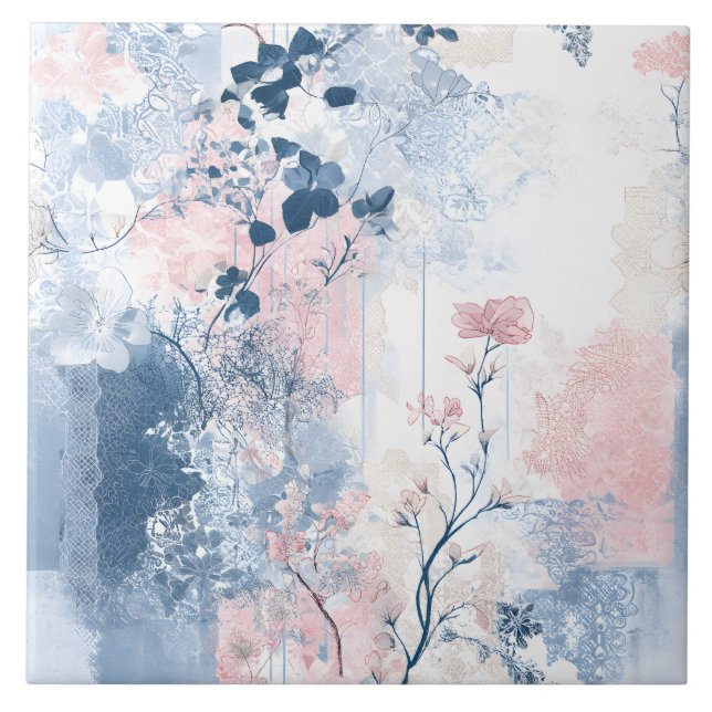 Weiche Vintage Vibes Floral Fliese (Vorderseite)