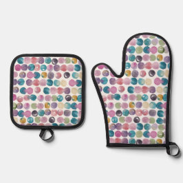 Weiche Wasserfarb-Ofenhandschuh – Moderne Kunst Ofenhandschuh & Topflappen-Set