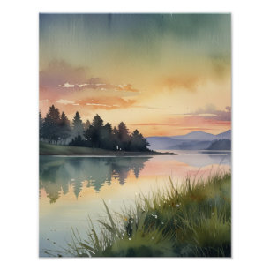 Weiche Wasserfarbe Dreamlandschaft Fotodruck
