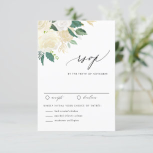 Weiche Wasserfarbe Elfenbeinküste Blume und Hochze RSVP Karte