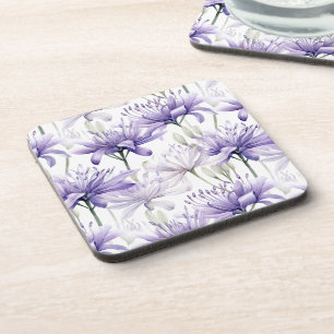 Weiche Wasserfarbe Lila Blumenmuster Getränkeuntersetzer