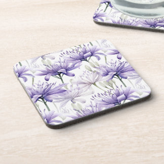 Weiche Wasserfarbe Lila Blumenmuster Getränkeuntersetzer