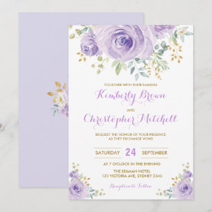 Weiche Wasserfarbe Lila Lilac Floral Wedparty Einladung
