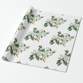Weiche Wasserfarbe Magnolia Blaues Muster Geschenkpapier