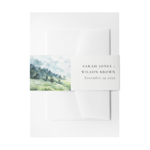 Weiche Wasserfarbe Schneeberg Landschaft Hochzeit Einladungsbanderole