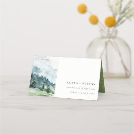 Weiche Wasserfarbe Schneeberg Landschaft Hochzeit Platzkarte