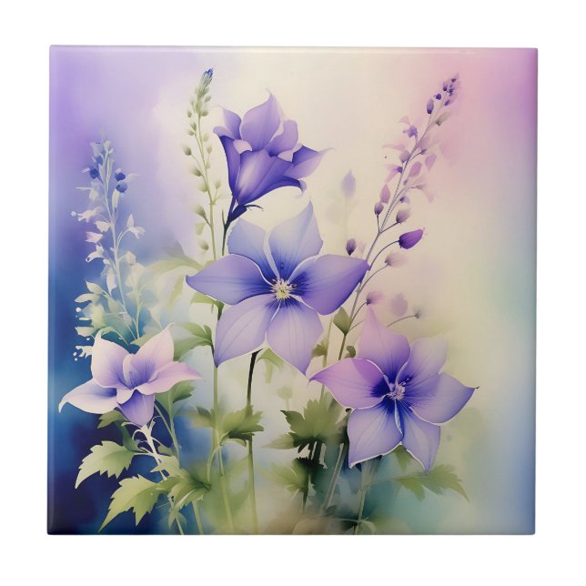 Weiche Wasserfarbe Wash Delikatessen Campanula Blu Fliese (Vorderseite)