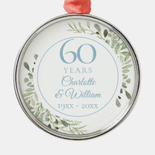 Weiche Wasserfarben-Blätter 60. Hochzeitstag Ornament Aus Metall