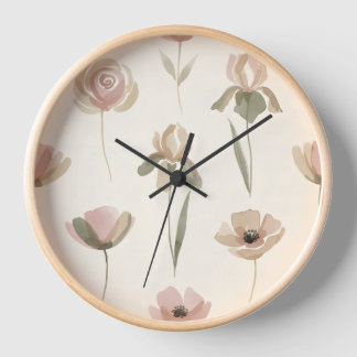 Weiche Wasserfarben-Blumen-Wanduhr Uhr