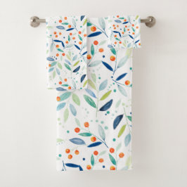 Weiche Wasserfarben Botanisches Muster Illustratio Badhandtuch Set
