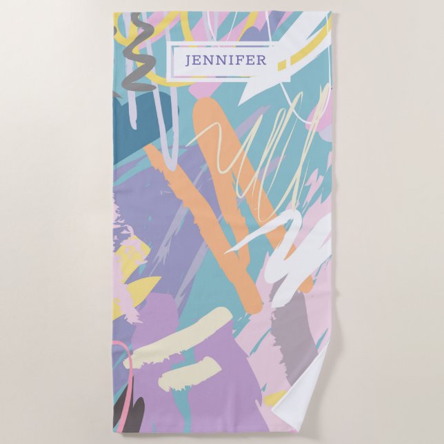 Weiche Wasserfarben Pinselstriche künstlerischen H Strandtuch (Vorderseite)