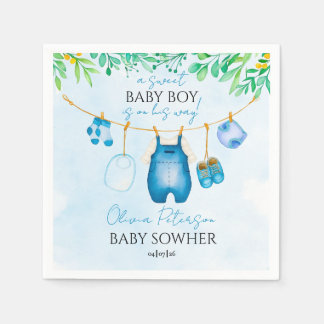 Weiche Wasserfarbene Blaue Baby-Party-Napkins für Serviette