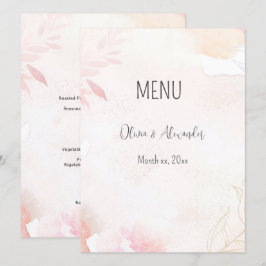 Weiche Wasserhymne Blush Bloral Hochzeit Menükarte