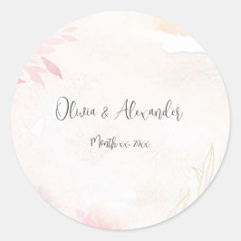 Weiche Wasserhymne Blush Bloral Hochzeit Runder Aufkleber