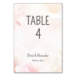 Weiche Wasserhymne Blush Bloral Hochzeit Tischnummer