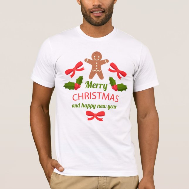 Weiche Weihnachtsshirt-Familie mit Ingwerbrot-Moti T-Shirt (Vorderseite)