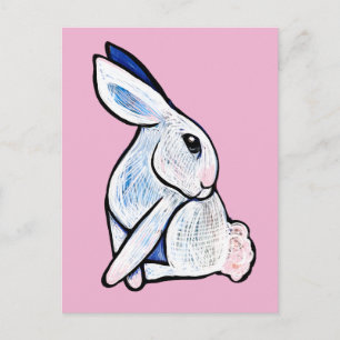 Weiche weiße Kaninchen-Illustration Postkarte