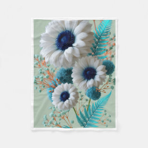 Weiche weiße skulpturierte florale Kunst Muster Fl Fleecedecke