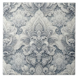 Weiche weiße Spitzen, Silberakzente, nahtloser Lux Fliese