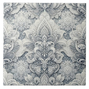 Weiche weiße Spitzen, Silberakzente, nahtloser Lux Fliese